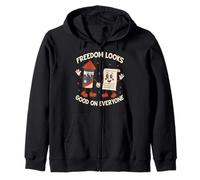 Banderas Fuegos Artificiales Equidad Libertad Justicia USA Patriotic Sudadera con Capucha