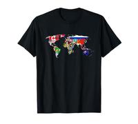 Banderas internacionales del Mundo y Mapa para Unisex, Profesor, niño Camiseta