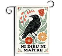 Banderas Ni Dieu Ni Maître Vintage Flores de Crow Césped 30x45cm | Bandera Duradero Bandera de Patio para Patio Festivales Jardín