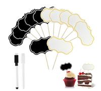 Banderas para Buffet Cure Dientes con Bandera, 48 Piezas Etiquetas de Alimentos con 2 Marcadores, Etiqueta Pizarra Alimentaria Forma de Cuadro de Papel en Virgen Picos para Cupcake Decoración de