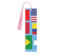Banderas representan varios marcadores de madera impresos, borlas coloridas, manualidades de decoración, accesorios para los amantes de los libros