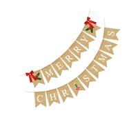 Banderín navideño de lino con letras de Feliz Navidad, banderín de arpillera con diseño de cola de golondrina