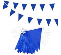 Banderines azules de 20 m, 52 unidades, tela de poliéster, reutilizables, triangulares, para decoración de fiestas en interiores y exteriores