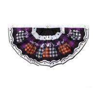 Banderines clásicos de bandera de Halloween con diseño plisado, material de poliéster y ojales de metal para colgar en oficinas, patios y patios (A)