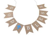 Banderines Colgantes de Lino con Forma de Cola de Moda, banderines de Yute, decoración de Fiesta Premium para cumpleaños, Bodas, Despedidas de Soltera, Hechos de Material ecológico (Dios Bendiga la