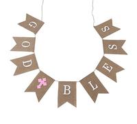 Banderines Colgantes de Lino con Forma de Cola de Moda, banderines de Yute, decoración de Fiesta Premium para cumpleaños, Bodas, Despedidas de Soltera, Hechos de Material ecológico (Dios Bendiga Cruz