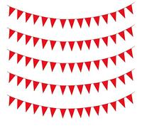 Banderines de 40 m, banderines de festivales, banderas triangulares al aire libre, pancarta de tela de poliéster rojo, banderines reutilizables, boda, decoración de fiesta al aire libre