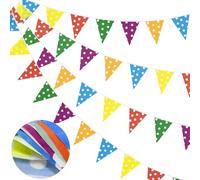 Banderines de 66 pies, banderas de puntos multicolores, guirnalda de banderines de tela de poliéster, 52 banderas impermeables, banderines reutilizables para el hogar, al aire libre, cumpleaños, boda,