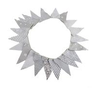Banderines de algodón de 10 m con patrón de flores, banderines triangulares para cumpleaños, festivales, fiestas de té, decoración del hogar, material suave impermeable (gris)