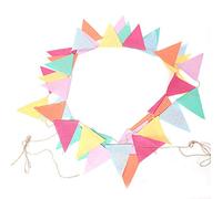 Banderines de Bandera de Colores Banderines Multicolores Decoración Reutilizable Lavable de Primera Calidad para celebración de Bodas Material de Lino de algodón 9.84 pies 12 (10 Metros 42 Piezas)