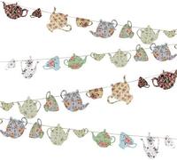 Banderines de fiesta de té caprichosos de 8 pies para sombrerero loco, decoraciones temáticas de Alicia en el país de las maravillas, banderas coloridas de poliéster impermeables para cumpleaños, baby