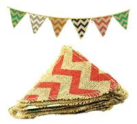 Banderines de lino de 2,8 m, banderines de yute de tela triangular, decoración vintage para bodas rústicas