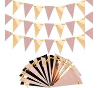 Banderines de papel con purpurina de 12 m, 60 unidades, guirnalda de banderines triangulares de 9,5 x 14 cm para cumpleaños, boda, fiesta, suministros de decoración