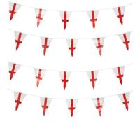 Banderines de San Jorge de 10 m a 25 banderines triangulares de Inglaterra para celebraciones del Día Nacional, fiestas callejeras, eventos reales, fanáticos del fútbol y rugby y decoraciones de