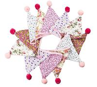 Banderines de tela 4M con 12 banderines de algodón de doble cara, guirnaldas triangulares florales de 17 x 17 cm para fiestas de cumpleaños, ceremonias, cocina, dormitorios, decoración, multicolor