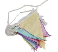 Banderines de tela de 10 metros con banderas triangulares multicolor para fiesta de cumpleaños, boda, baby shower, decoración de eventos en interiores y exteriores (color macarrón)