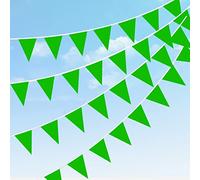 Banderines de Tela de poliéster, banderín Verde de 20 m con 40 banderines Grandes, banderines Impermeables Reutilizables para el hogar, jardín, Exteriores, cumpleaños, decoración de Fiesta de Boda