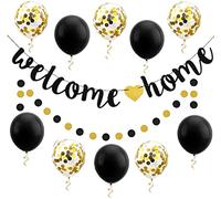 Banderines Decoraciones de Bienvenida a Casa 2m Guirnalda Colgante de Puntos Circulares Brillantina 10 Globos Bandera Welcome Home Pancartas Papel para fiesta cumpleaños Navidad Boda Interior Exterior