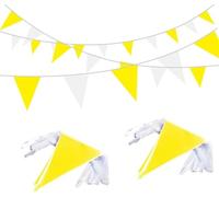 Banderines Decorativos 10M Orange White Pennant Flags String Fabric Triangle Bunting Flag,Party Decorations For Birthday(Yellow white)
