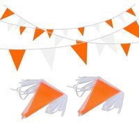 Banderines Decorativos 10M Orange White Pennant Flags String Fabric Triangle Bunting Flag,Party Decorations For Birthday(Orange white)