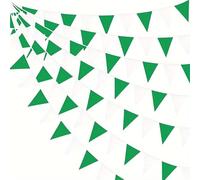 Banderines Decorativos 10M Orange White Pennant Flags String Fabric Triangle Bunting Flag,Party Decorations For Birthday(Green white)