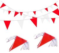 Banderines Decorativos 10M Orange White Pennant Flags String Fabric Triangle Bunting Flag,Party Decorations For Birthday(Red white)