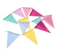 Banderines Decorativos 4M/13FT 12 Flags Burlap Pennant, Multicolor Fabric Triangle Rainbow Flag, For Party And Festival