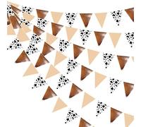 Banderines Decorativos Brown Black White Cow Pattern Paper Triangle Pennant Banners Birthday Party Flag(12pcs)