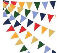 Banderines decorativos de 10 m, 36 banderas de algodón, perfectas para celebraciones, bodas, baby showers, varios eventos (multicolor oscuro)