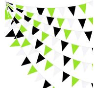 Banderines Decorativos Orange Black Plastic Triangle Pennant Flags - Vibrant Party Garland For Halloween Decor, Birthday(Green black white,3 PCS)