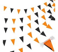 Banderines Decorativos Orange Black Plastic Triangle Pennant Flags - Vibrant Party Garland For Halloween Decor, Birthday(Orange black,1 PC)