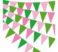 Banderines Decorativos Pink And Green Party Pennant Flags Decorations Goes Good With String Triangle For Birthday