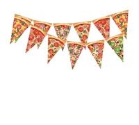Banderines Decorativos Pizza Party Pennant Birthday Decorations Time Theme For Dorm Game Night Office