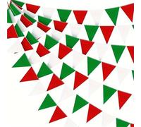 Banderines Decorativos Rainbow Pennant Flags Garland Multicolor Bunting String Felt Triangle For Birthday Party Festival Decorations(Red green 72pcs)