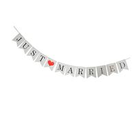 Banderines elegantes con texto "Just Married" para decoración de bodas, varios estilos, accesorios para fotomatón, papel de primera calidad, para manualidades, banderines de boda, Blanco recién casado