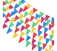 Banderines multicolores de 100 m/164 pies, 100 piezas de banderines triangulares de tela para decoraciones interiores y exteriores para cumpleaños, baby showers, bodas, jardines y fiestas