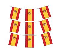 Banderines nacionales de tela de Shatchi Crest de España de 3 m, 10 banderas de rugby para aficionados al fútbol, soporte de decoración, multicolor