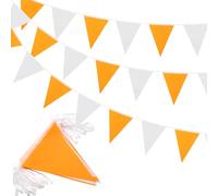 Banderines naranjas y blancos de 20 m, 52 unidades, tela impermeable para decoración de cumpleaños al aire libre, jardín, interior
