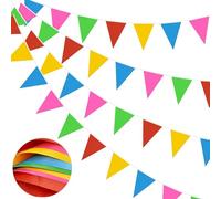 Banderines reutilizables de tela de poliéster con 52 banderas triangulares para el hogar, al aire libre, jardín, cumpleaños, boda, día nacional, decoración de fiesta