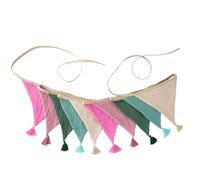 Banderines triangulares de tela crepé de algodón para colgar en la pared de los niños, accesorios de fiesta, guirnalda de algodón con flecos para recién nacidos