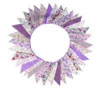Banderines triangulares de tela de algodón de 33 pies para decoración de boda, aniversario y primavera (color morado)
