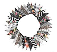 Banderines triangulares florales de 33 pies de largo con 36 banderas para eventos especiales y (negro)