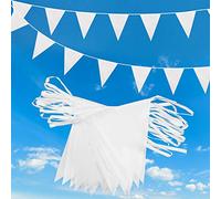 Banderines triangulares reutilizables de tela de poliéster de 20 m, 52 unidades, para interiores y exteriores, fiestas de cumpleaños, decoraciones de boda