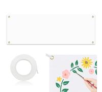 Banderole Personnalisée 500 x 50 cm Bannières Blanche,Grandes Bannières Vierges Blanche Polyester Banniere Avec Corde de Suspension de 10 m pour DIY Mur Extérieur Intérieur Enseignes Bureau Affichage