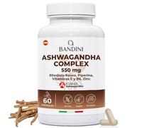 Bandini® Ashwagandha Complex KSM-66® - Ginseng Indio con Rhodiola Rosea, Zinc, Vitamina E y B6 - Withania Somnifera en Dosis Alta - 60 Cápsulas Veganas - Suplemento Natural Antifatiga y Vitalidad