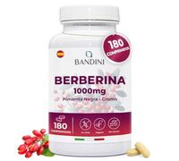 Bandini® Berberina 1000mg pura alta dosificación | 180 comprimidos veganos - Berberina HCl de Berberis Aristata 97% + Cromo y Pimienta Negra | Máxima absorción - Función digestiva, hepática, intestina