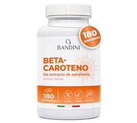 Bandini® Betacaroteno 180 comprimidos | Suplemento de Beta-Caroteno de Extracto de Zanahoria para un Bronceado Intenso y una piel radiante | Alta Concentración de vitamina A | 100% natural