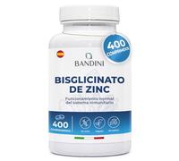 Bandini® Bisglicinato de Zinc 400 Comprimidos (13 Meses), Alta Dosis, Zinc Puro para Pelo, Piel, Uñas, Vista y Renforzar Sistema Inmunológico, Alta Absorción, Antioxidante Vegano, Sin Gluten y Keto