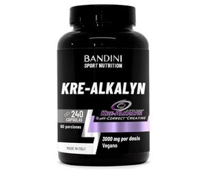 Bandini® Creatina Alcalina Kre-Alkalyn® 240 cápsulas veganas - Suplemento para Entrenamiento, Deporte, Gimnasio y Pre Entrenamiento - Aumenta Masa Muscular, Fuerza y Resistencia - Creatine Tamponada