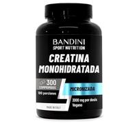 Bandini® Creatina Monohidratada 300 Comprimidos, 3.000mg por dosis, + 3 Meses, Creatina Vegana, Insípida, para 100 días de suministro, Aumenta la resistencia, Creatine Monohydrate 100% vegana